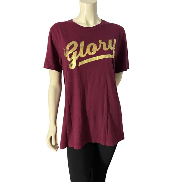 Maroon women’s t-shirt glory graphic in gold color size large - Picture 1 of 14